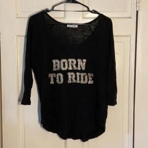 Zara Black "Born to Ride" Top size Large